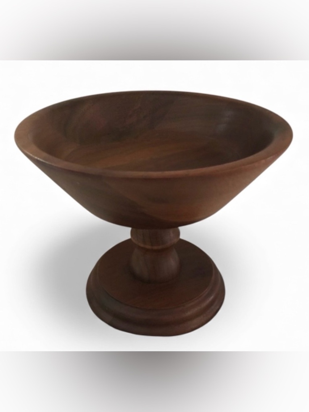 Quality Heirloom Walnut Footed Pedestal Mid Century Wooden Bowl Vintage